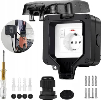 Elektrická zásuvka VENKOVNÍ VODOTĚSNÁ ZÁSUVKA IP66, VODĚODOLNÁ ZÁSUVKA 250V