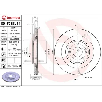Brzdový systém Brzdový kotouč BREMBO 09.F386.11