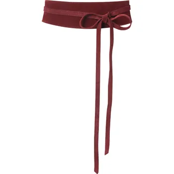 Opasek Kožený zavazovací bederní pásek ze semišu barva tmavě vínově červená
