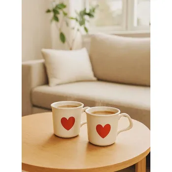 Sinsay - Keramické hrnky s potiskem srdcí 2 pack - červená - 157DS-33X - 157DS-33X-ONE