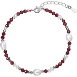 Stříbrný náramek s perlami a granáty 13113.3