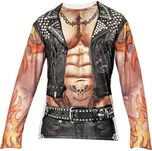 W WIDMANN MILANO Párty móda - kostým motorkáře/rockera, tričko s potiskem sublimační fotografie,