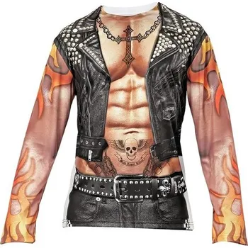 Hra na zahradu W WIDMANN MILANO Párty móda - kostým motorkáře/rockera, tričko s potiskem sublimační fotografie,