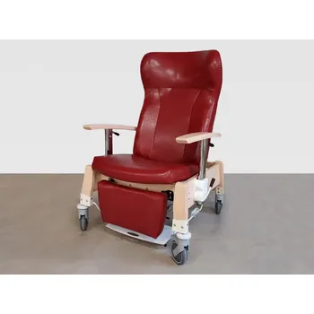 Křeslo Pečovatelské křeslo GAVOTA G2-2-V, koženka vínová, přírodní buk