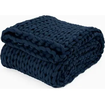 deka Pletená vlněná deka 150cm x 100cm - Námořnická modrá