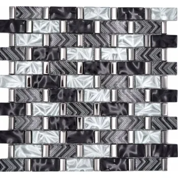 Obklad Skleněná mozaika WzorcowniaStudio 30 x 31 cm, odstíny šedé a stříbrné