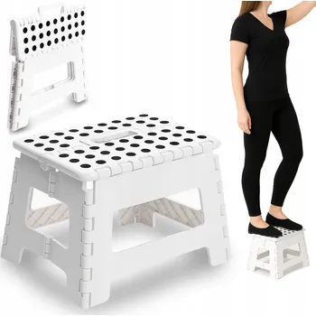 Stolička Taboret składany Tulmero bílý STOLIČKA s úchytem protiskluzová 150 kg