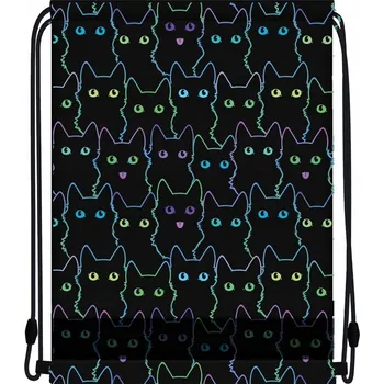 Školní sáček SÁČEK NA PAPUČE ORGANIZÉR NA WF SÁČEK NA OBLEČENÍ KOČKA ČERNÁ STRIGO SET SÁČEK