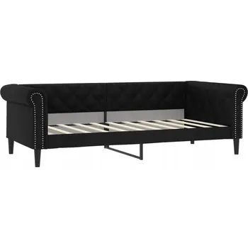 Pohovka Černá pohovka s funkcí spaní, 225 x 100 x 68 cm, umělá kůže