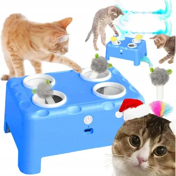 Hračka pro kočku INTERAKTIVNÍ HRAČKA PRO KOČKY AUTOMAT HRAČKA PRO KOČKY 2V1 4-OTVOROVÁ MYŠ