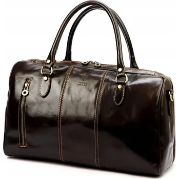 Gregorio kožená cestovní taška elegantní přes rameno crossbody tmavě hnědá