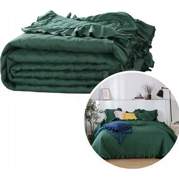 Přehoz na lůžko Přehoz na postel Spod Igły i Nitki z mikrovlákna 220 cm x 240 cm zelený