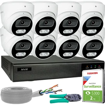 Bezpečnostní kamera Monitorovací sada 8 IP kamer 8MP 4K POE s detekcí lidí a vozidel, HDD 2TB