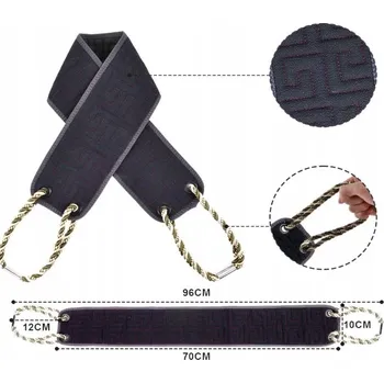 ŽÍNKA Z EXFOLIAČNÍHO MATERIÁLU PÁS NA ČIŠTĚNÍ ZAD S DRŽADLY OBOUSTRANNÁ ŽLUTÁ