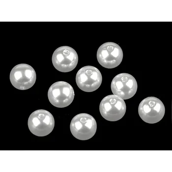 Dětské navlékací korálky Plastové voskové korálky / perly Glance Ø10 mm, střední, F2 bílá