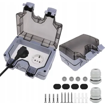 Elektrická zásuvka DVOJITÁ VENKOVNÍ ZÁSUVKA ELEKTRICKÁ ZAHRADNÍ VODOTĚSNÁ 250V IP66