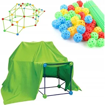 ostatní stavebnice 175 ks Stavebnice pro děti na stavění pevnosti, 3D hrady a domečky, stan