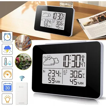 Meteostanice DIGITÁLNÍ RÁDIOVÁ METEOROLOGICKÁ STANICE S EXTERNÍM ČIDLEM, TEPLOMĚR VLHKOMĚR