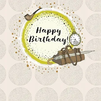 Obraz Clear Creations Přání čtverec CL0215 Narozeniny - kufřík