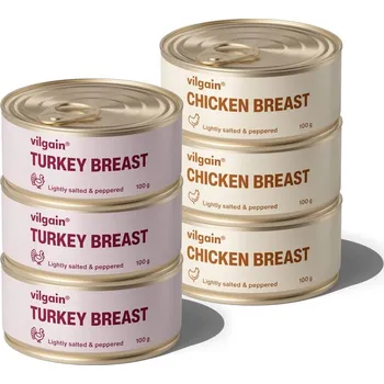 Konzervované maso 3x kuřecí + 3x krůtí prsa –
