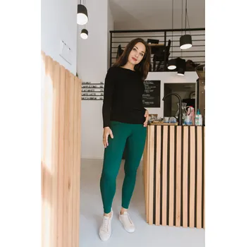 Dámské legíny Bambusové legíny tmavě zelené s pásem Velikost: S