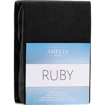 Froté prostěradlo s gumou AmeliaHome Ruby černé, velikost 80-90x200+30