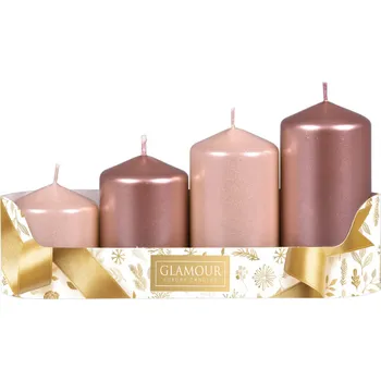 Svíčky adventní STUPŇOVITÝ MIX metal lesk d5x6/7,5/9/10,5cm