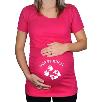 Těhotenské tričko Tady bydlím já růžové