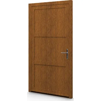 Vchodové dveře ALUPLAST Plastové jednokřídlové hlavní vchodové dveře zlatý dub/bílé 07 Otvírání: Levé, Šířka v cm: 100, Výška v cm: 200