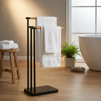 Držák na ručník Držák na ručníky TADAR WOOD z nerezové oceli 79,5 cm