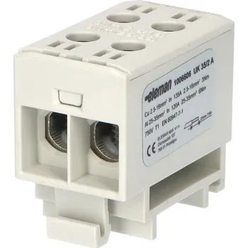 Svorka univerzální UK 35/2 A, 135A, 1pól., AL/CU, krytá, šedá, na DIN *1006606 eleman