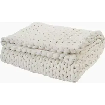 deka Pletená vlněná deka 150cm x 100cm - Bílá