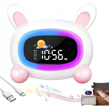 Budík BUDÍK PRO DĚTI CHYTRÝ KRÁLÍK LED LAMPIČKA ČASOVAČ OPAKOVANÉ BUZENÍ