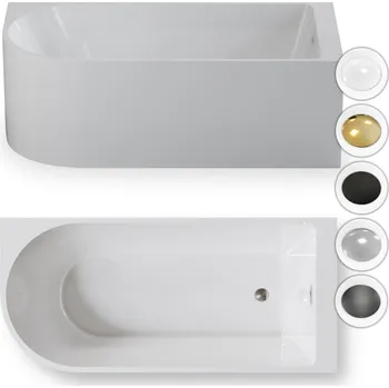 Vana Akrylátová rohová vana Corciano s bočním odtokem 180 x 80 cm