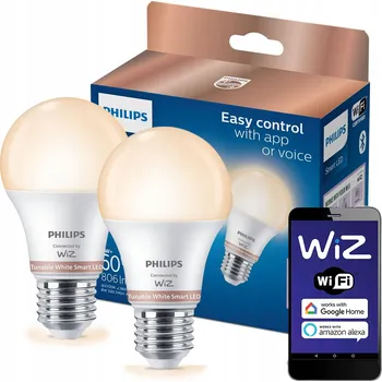 Žárovka 2x LED žárovka E27 A60 8W (ekvivalent 60W) 806lm 2700-6500K SMART WiFi Philips WiZ
