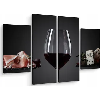 Obraz Vícedílný obraz Červené VÍNO Šunka 160x120