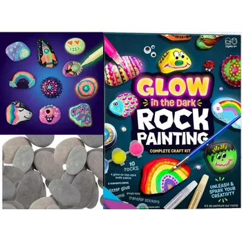 kreativní sada Sada na Malování Svítících Kamenů ve Tmě s Barvami a Ozdobami