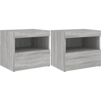 Noční stolek Noční stolky s LED osvětlením šedý dub sonoma 50 x 40 x 45 cm