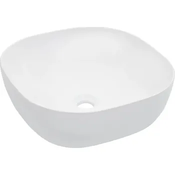 Bílé keramické umyvadlo čtvercové 42,5 x 42,5 x 14,5 cm