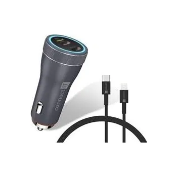 CONNECT IT InCarz DUPLEX nabíječka do auta, 2x USB-C, 1x Lightning, ANTRACITOVÁ