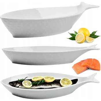 SALÁTOVÁ MÍSA PORCELÁNOVÁ MISKA 30 cm PODLOUHLÁ VE TVARU RYBY NA VÁNOCE