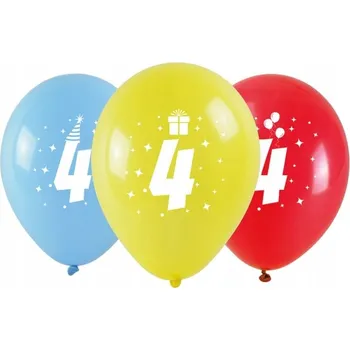 Balónek BALÓNKY K 4. NAROZENINÁM barevné 3ks