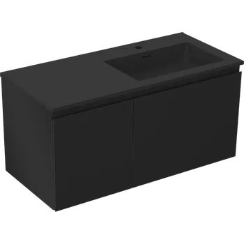 Koupelnový nábytek Mexen Orio koupelnová skříňka 100 cm s umyvadlem Otis pravá, 1S, 1D, černá matná - 91A13-10047-3-BBFF71-W18P71 Skříňky s umyvadlem