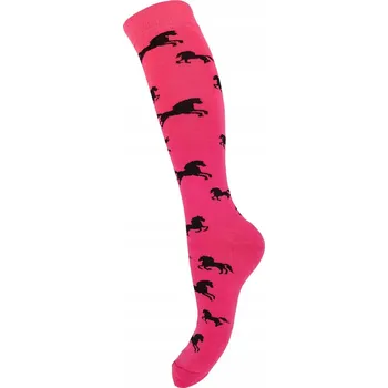 Dámské ponožky Podkolenky York Koně růžové 35-37 s koníky