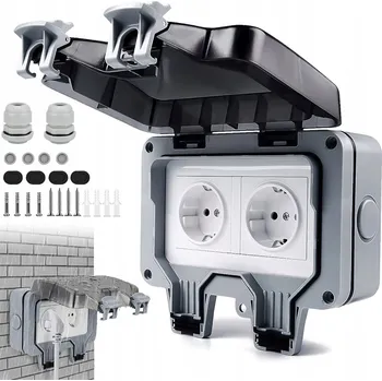 Elektrická zásuvka DVOJITÁ ZAHRADNÍ ZÁSUVKA VENKOVNÍ VODOTĚSNÁ ELEKTRICKÁ