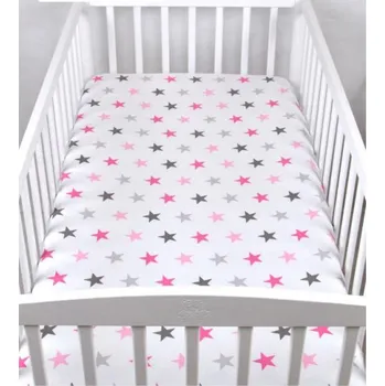 Prostěradlo Prostěradlo bavlněné s gumkou 120/60 cm - růžové hvězdy