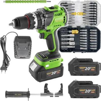 Procraft PA18ProBL 20V SET - akumulátorový šroubovák ( s 2x4,0 Ah akumulátory, nabíječkou a sadou bitů BS-37)