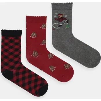 Pánské ponožky Dětské ponožky Polo Ralph Lauren 3-pack 448P03265001 burgundské 93X, vel. 36/39