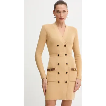 Dámské šaty Šaty s příměsí vlny Elisabetta Franchi AM04S56E2 béžová 08X, vel. 36