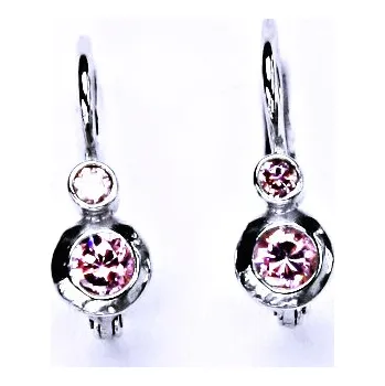 Náušnice Zlaté náušnice , bílé i žluté zlato , pink zirkon - VE 72 (Zlaté náušnice se zirkony)